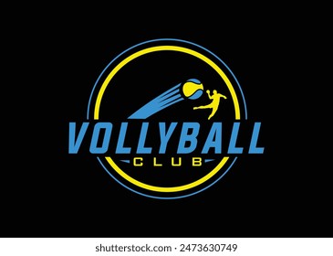 Logo de voleibol, emblema, iconos, diseños Plantillas con pelota de voleibol y escudo sobre un fondo claro