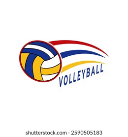 Volleyball logo, emblem, icons, designs templates with volleyball ball, net and flame on a light background