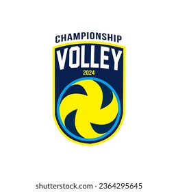 Diseño de icono del logo del voleibol, plantilla de insignia deportiva. Ilustración del vector