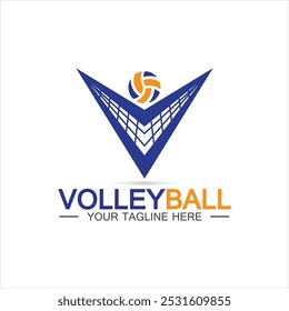 Plantilla del Vector del diseño del icono del logotipo del voleibol, diseño moderno, aislado en el fondo blanco, puede utilizar para el logotipo del campeonato del voleibol