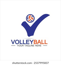 Plantilla del Vector del diseño del icono del logotipo del voleibol, diseño moderno, aislado en el fondo blanco, puede utilizar para el logotipo del campeonato del voleibol