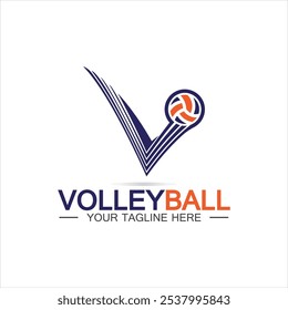 Volleyball-Logo-Design, Vektorvorlage, Modernes Design, einzeln auf weißem Hintergrund, kann für Volleyball-Meisterschaft Logo verwenden