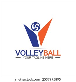 Plantilla del Vector del diseño del icono del logotipo del voleibol, diseño moderno, aislado en el fondo blanco, puede utilizar para el logotipo del campeonato del voleibol