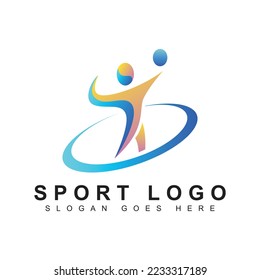 volleyball logo illustration vector. volleyball player logo creative icon