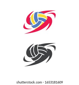 volleyball logo with red twirl vector for sport logo eps 10