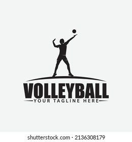 volleyball logo. Silhouette of a volleyball player, vector illustration.