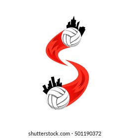 Volleyball logo for the team and the cup. vector illustration