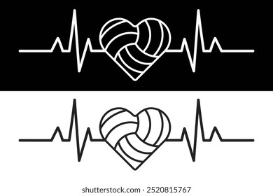 Volleyball Liebe mit Herz Beat Vektor, Sport, Volleyball, Vektor, Volleyball, Sport Silhouette, Herzdesign, Liebe zum Volleyball, Romantik