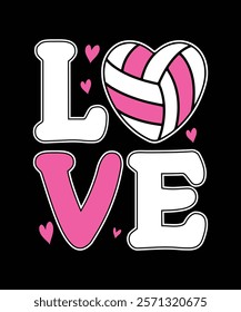 Volleyball love t-shirt design graphic.