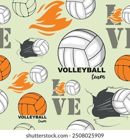 Volleyball lover. Seamless pattern for design. Vector