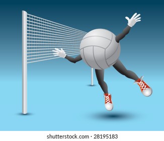 volleyball man flying into net