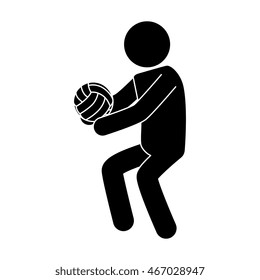 volleyball man pictogram playing pose sport person vector graphic isolated and flat illustration