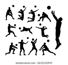 volleyball man player vector silhouette