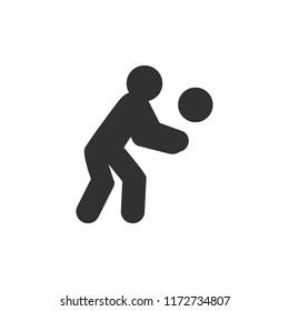 Volleyball. Man upholstering the ball. monochrome icon