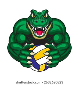 volleyball mascot crocodile vector illustration design