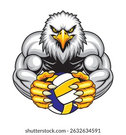 Diseño de Ilustración vectorial de águila de mascota de voleibol