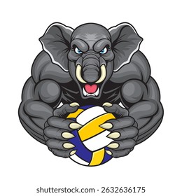 volleyball mascot elephant vector illustration design