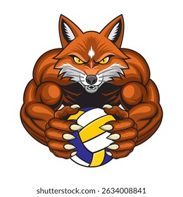 volleyball mascot fox vector illustration design