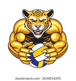 projeto de ilustração vetor jaguar mascote de voleibol