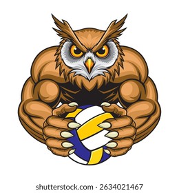 volleyball mascot owl vector illustration design