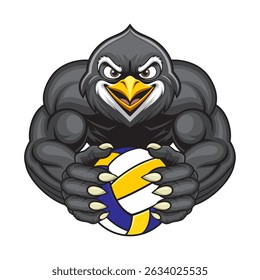 volleyball mascot penguin vector illustration design