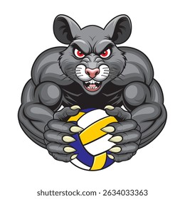 volleyball mascot rat vector illustration design