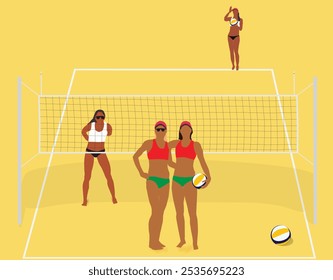 Volleyball match shooting on the beach sports recreation