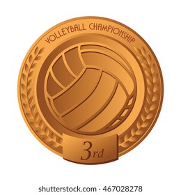 volleyball medal ball winner champion place best competition vector graphic isolated  illustration