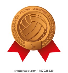volleyball medal ball winner champion place best competition vector graphic isolated  illustration
