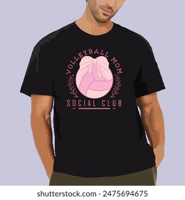 VOLLEYBALL MOM SOCIAL CLUB  VINTAGE SPORTS T-SHIRT DESIGN,