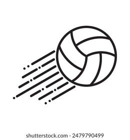 Volleyball mit Bewegung. Symbol für einfache Linie. Isolieren auf weißem Hintergrund. Vektorgrafik.