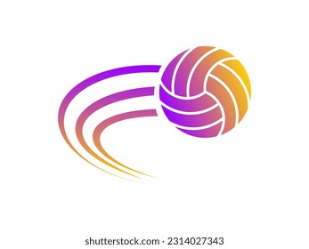 volleyball moving swoosh logo, dynamic sport sign vector