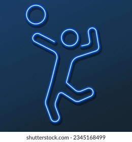 volleyball neon sign, modern glowing banner design, colorful modern design trend on black background. Vector illustration.