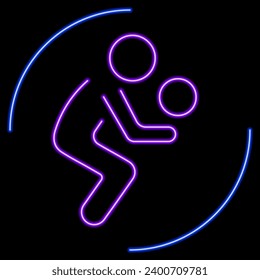 volleyball neon sign, modern glowing banner design, colorful modern design trend on black background. Vector illustration.