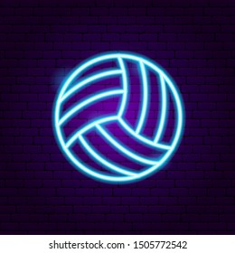 Volleyball Neon Sign. Vector Illustration of Sport Promotion.