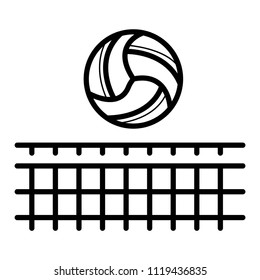Volleyball net with ball icon. Beach sport