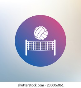 Volleyball net with ball sign icon. Beach sport symbol. Icon on blurred background. Vector
