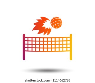Volleyball net with fireball sign icon. Beach sport symbol. Blurred gradient design element. Vivid graphic flat icon. Vector