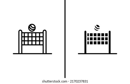 Volleyball net icon isolated on white background. Line art and glyph style icon.