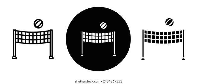 Volleyball net outline icon collection or set. Volleyball net Thin vector line art