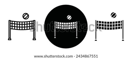 Volleyball net outline icon collection or set. Volleyball net Thin vector line art