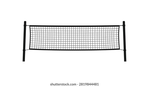 Volleyball net with posts black silhouette sport