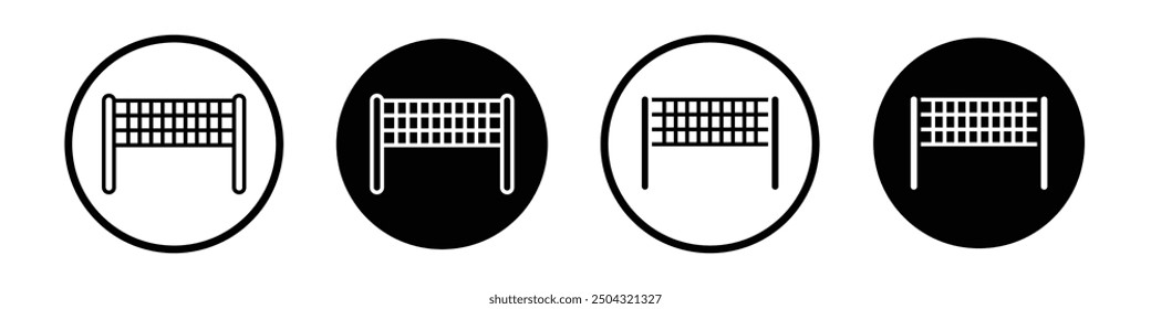 Volleyball net vector icon set black filled and outlined style.
