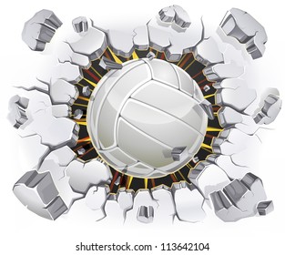 Volleyball and Old Plaster wall damage. Vector illustration