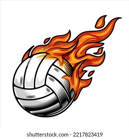 volleyball on fire Vector illustration. 