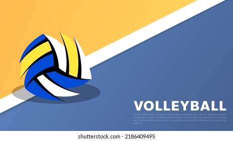 Volleyball on line court in with copy space for text , illustration Vector EPS 10, can use for  Volleyball Championship Logo
