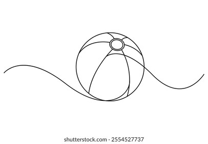 Volleyball one line art. Continuous line drawing of ball. Continuous drawing of a volleyball ball in one line.

