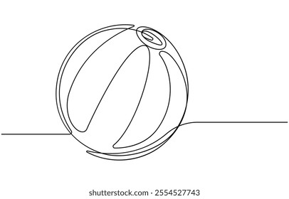 Volleyball one line art. Continuous line drawing of ball. Continuous drawing of a volleyball ball in one line.
