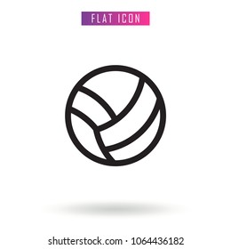 Volleyball Outline Ball Vector Flat Icon