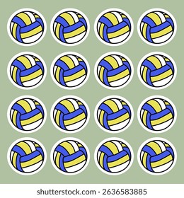 Volleyball pattern design on green background